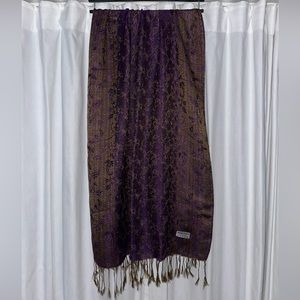 NWOT: Pashmina Scarf Shawl Purple and Gold Fringe